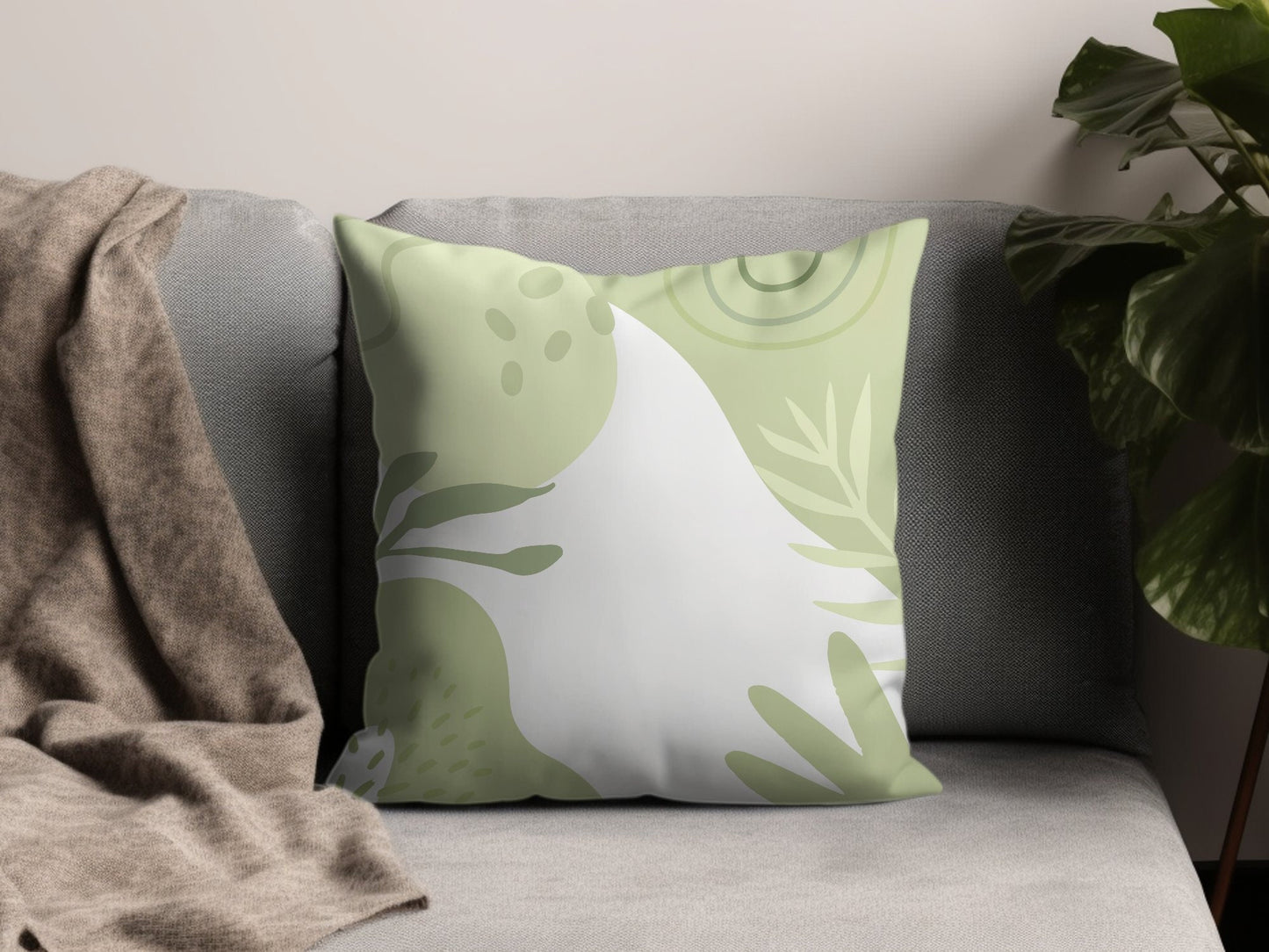 Abstract Art Throw Pillow, Modern Green and Black Decorative Cushion Cover, Unique Home Decor Pillowcase - Trails & Tails Supply Co.