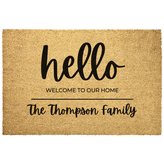 Custom Outdoor Housewarming Gift, Personalized Family Name Mat, Wedding Gift, Welcome Mat - Trails & Tails Supply Co.