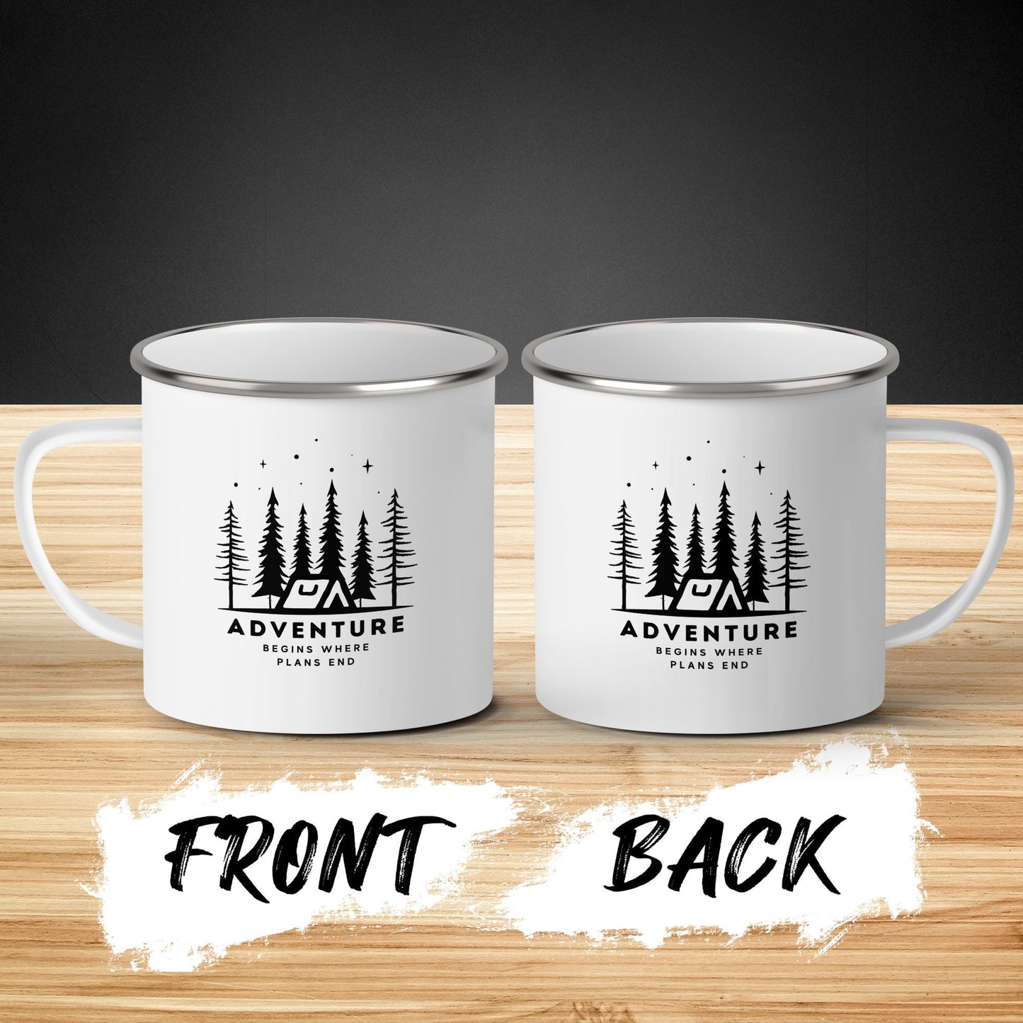 Adventure Camping Mug, Inspirational Quote, Outdoor-Lover Gift, Outdoor Enthusiast Travel Mug, RV Kitchenware,Forest Trees Stars Graphic Mug - Trails & Tails Supply Co.