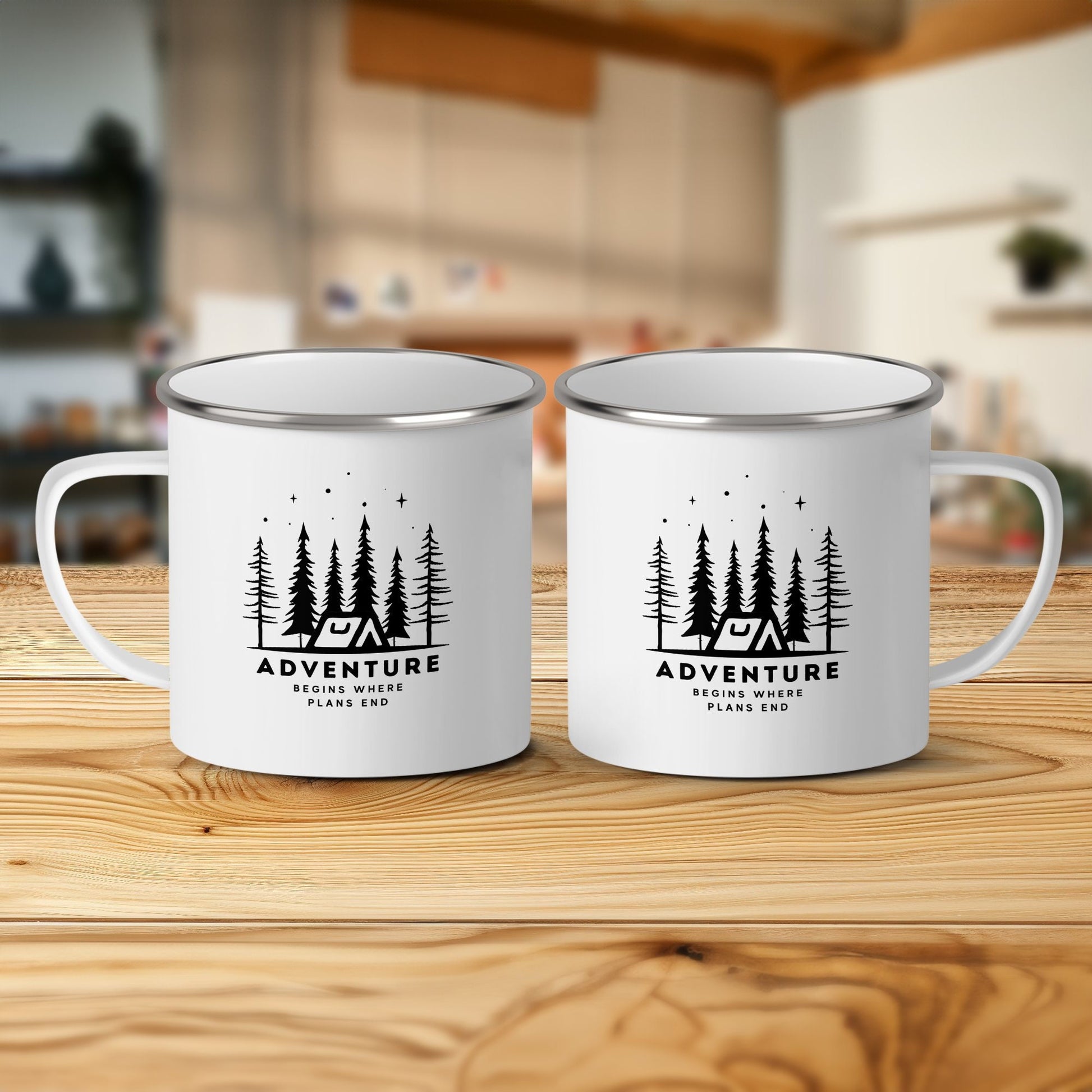 Adventure Camping Mug, Inspirational Quote, Outdoor-Lover Gift, Outdoor Enthusiast Travel Mug, RV Kitchenware,Forest Trees Stars Graphic Mug - Trails & Tails Supply Co.