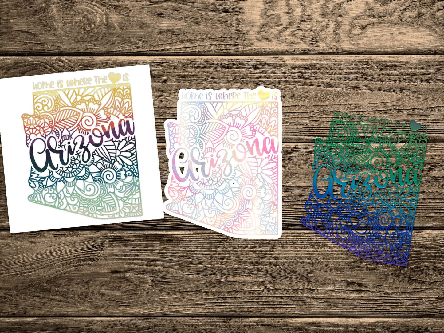 Arizona Love Floral Design Sticker, Home State Pride, Heart and Flowers, Black and White, Laptop Decal, Car Sticker, Waterproof Vinyl - Trails & Tails Supply Co.