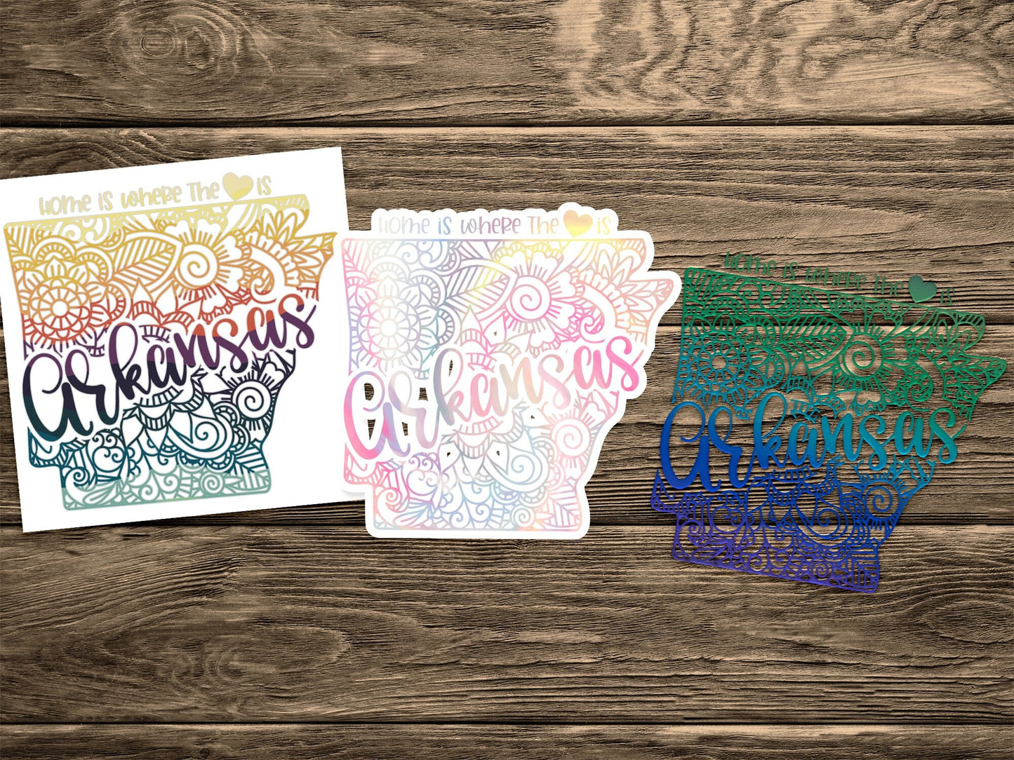 Arkansas State Love Sticker, Home is Where The Heart Is, Floral Mandala Design, Laptop Decal, Waterproof Vinyl - Trails & Tails Supply Co.