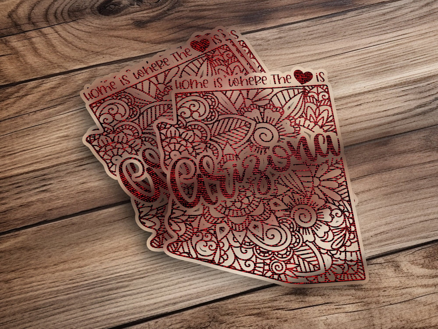 Arizona Love Floral Design Sticker, Home State Pride, Heart and Flowers, Black and White, Laptop Decal, Car Sticker, Waterproof Vinyl - Trails & Tails Supply Co.