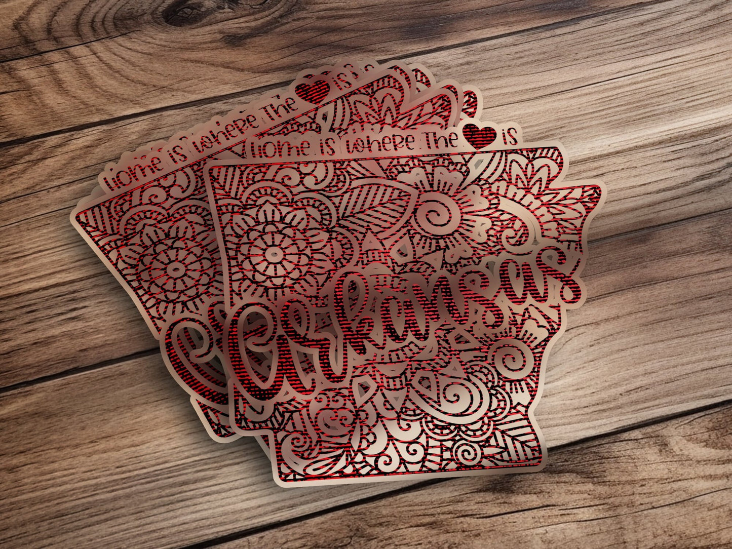 Arkansas State Love Sticker, Home is Where The Heart Is, Floral Mandala Design, Laptop Decal, Waterproof Vinyl - Trails & Tails Supply Co.