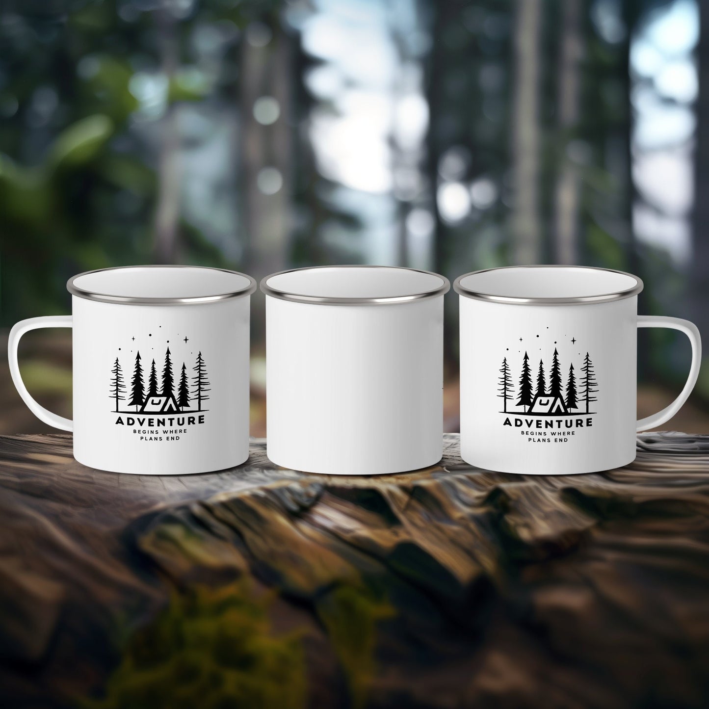 Adventure Camping Mug, Inspirational Quote, Outdoor-Lover Gift, Outdoor Enthusiast Travel Mug, RV Kitchenware,Forest Trees Stars Graphic Mug - Trails & Tails Supply Co.